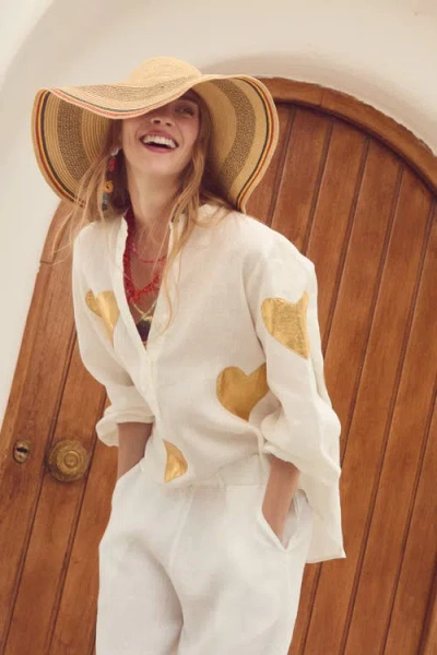 Lanhtropy Cupid Metallic Linen Shirt In White