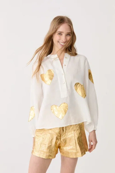 Lanhtropy Cupid Metallic Linen Shirt In White