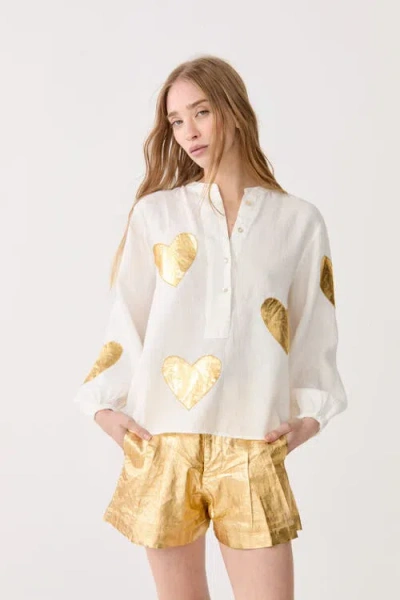 Lanhtropy Cupid Metallic Linen Shirt In White