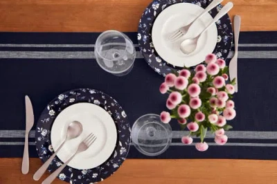 Solino Home Linen Table Runner In Blue