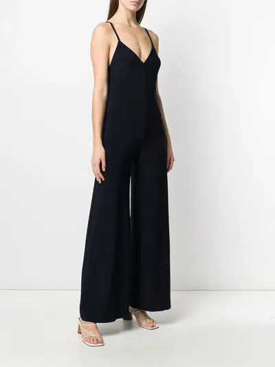 Norma Kamali Backless V-neck Wide-leg Jumpsuit In Black