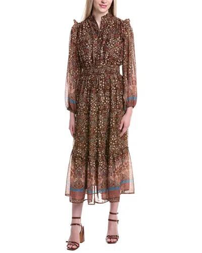 Fate Print Midi Dress In Brown