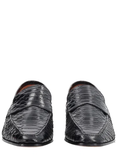 Paris Texas Loafers In Black Printed Python Leather In Black