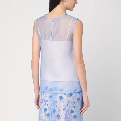 P.a.r.o.s.h Sorgente Silk Crewneck Top In Blue