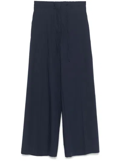 P.a.r.o.s.h Parosh Cotton Wide Leg Trousers In Blue