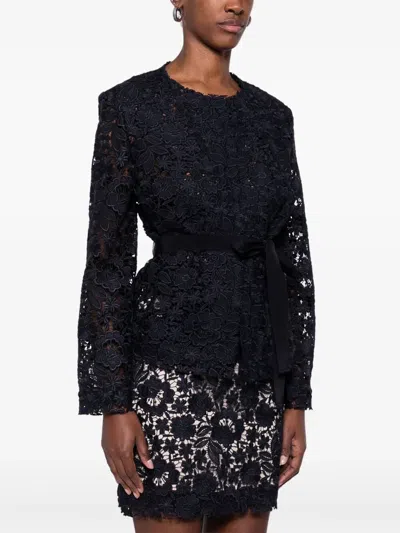 P.a.r.o.s.h Parosh Floral Lace Jacket In Black