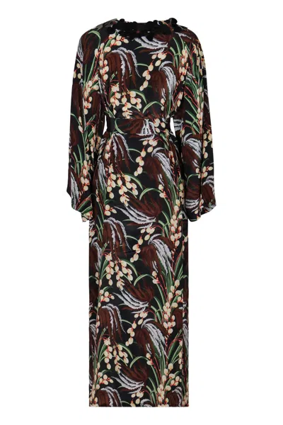 P.a.r.o.s.h Parosh Printed Crepe Dress In Black