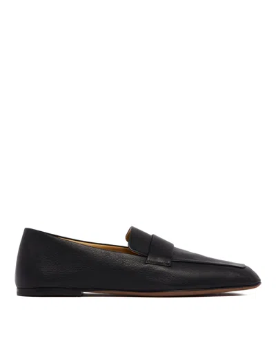The Row Leather Square-toe Loafers In Black