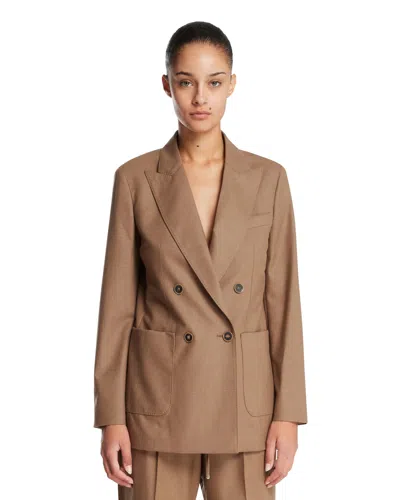 Max Mara Double-breasted Blazer Notch Lapel In Brown