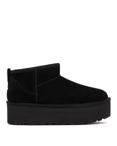 Ugg Classic Mini Platform Black Ankle Boots With Platform In Suede Woman In Black