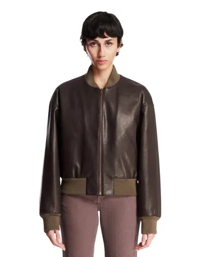 The Row Morisel Leather Bomber Jacket In Brown