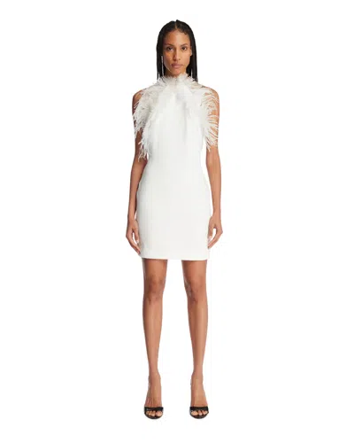 Attico Mini Feather Dress In White
