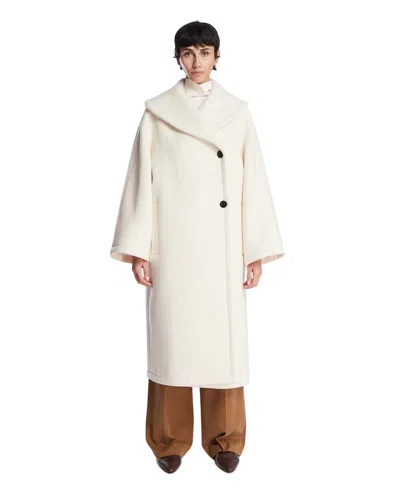 The Row Regino Double-breasted Oversized Wool Coat In White