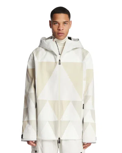Moncler White Valserine Laminated Gore-tex Patchwork Ski Jacket In Multi