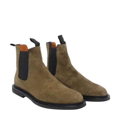 Common Projects Men Waxed Suede Chelsea Booties In Brown