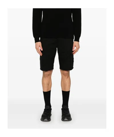 Stone Island Old Effect Cotton Cargo Bermuda Shorts Clothing In Black