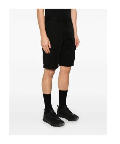 Stone Island Old Effect Cotton Cargo Bermuda Shorts Clothing In Black
