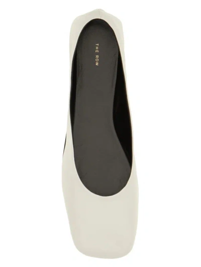 The Row Square-toed Ballet Flats In White