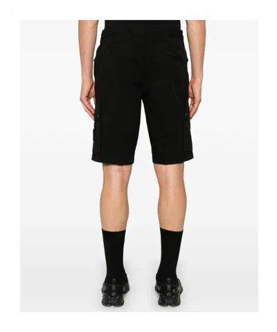 Stone Island Old Effect Cotton Cargo Bermuda Shorts Clothing In Black