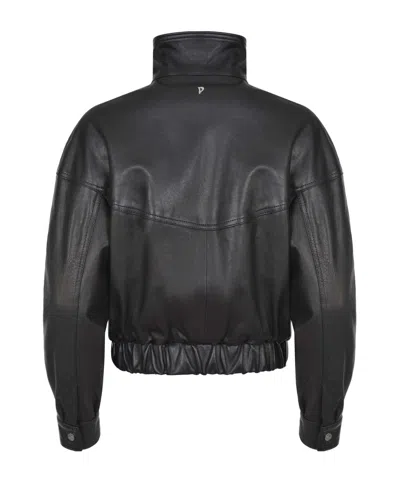 Dondup Long-sleeved Leather Jacket In Multi