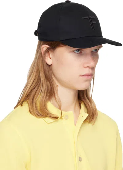 Tom Ford Leather-trimmed Logo-embroidered Cotton-twill Baseball Cap In Black