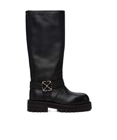 Off-white Off Track High Boots In Black