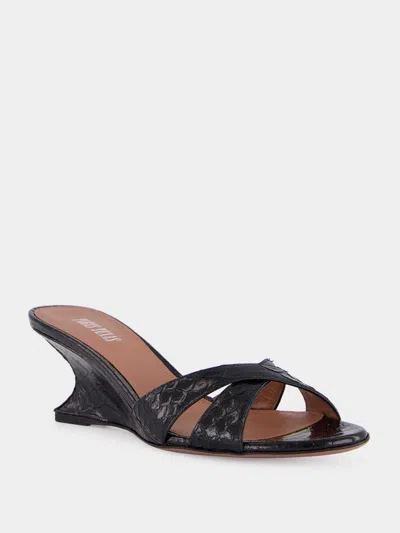 Paris Texas Nina Python-print Leather Wedge Mule Sandals In Multi