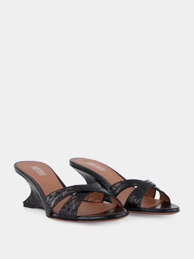 Paris Texas Nina Python-print Leather Wedge Mule Sandals In Multi