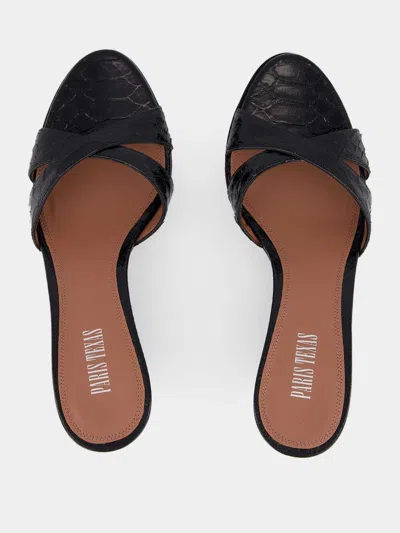 Paris Texas Nina Python-print Leather Wedge Mule Sandals In Multi