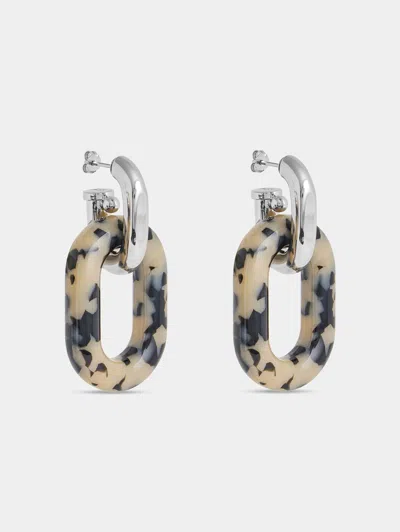 Rabanne Xl Link Patterned Earrings In Brown