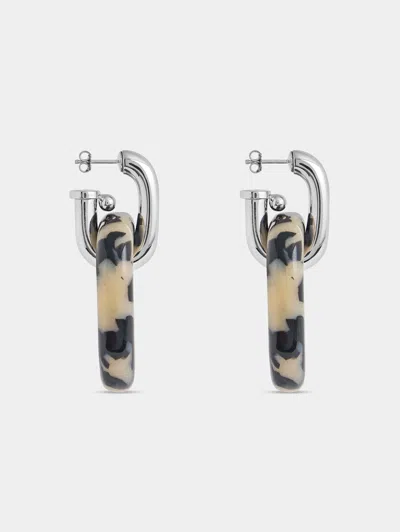 Rabanne Xl Link Patterned Earrings In Brown