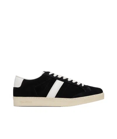 Tom Ford Blake Sneakers Suede Upper Contrast Stripe Rubber Sole In Black