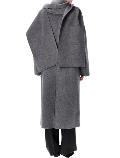 Rohe Signature Double-faced Scarf Coat In Gray