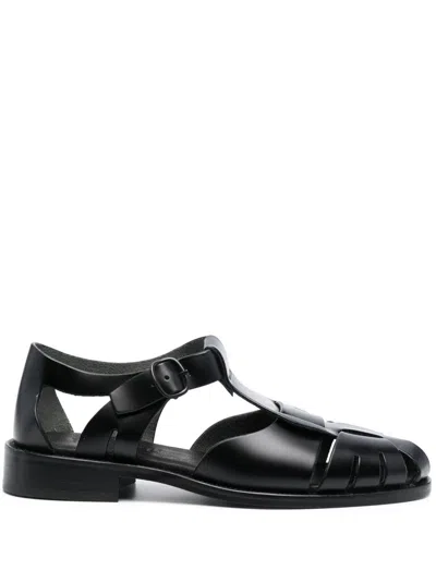 Hereu Pesca Cut-out Leather Sandals In Black