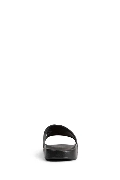 Valentino Rubber Slides With Wide Strap And Flat Sole In Black