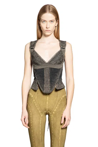 Nike V-neck Lace-up Top In Gray