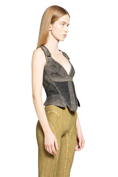 Nike V-neck Lace-up Top In Gray