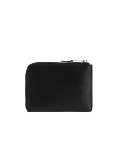Palm Angels Rectangular Black Leather Card Wallet In Black