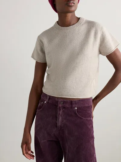 The Elder Statesman Short-sleeved Cashmere Sweater In Neutral