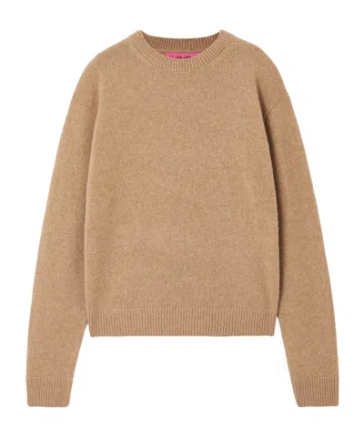 The Elder Statesman Crew Neck Cashmere Sweater In Brown