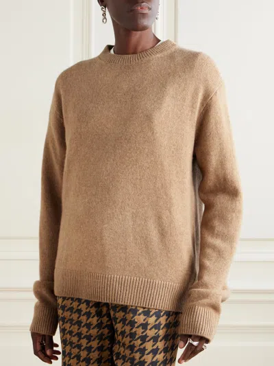 The Elder Statesman Crew Neck Cashmere Sweater In Brown
