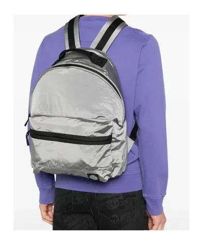 Stone Island Backpack Adjustable Straps Front Zip Pocket Handle In Purple