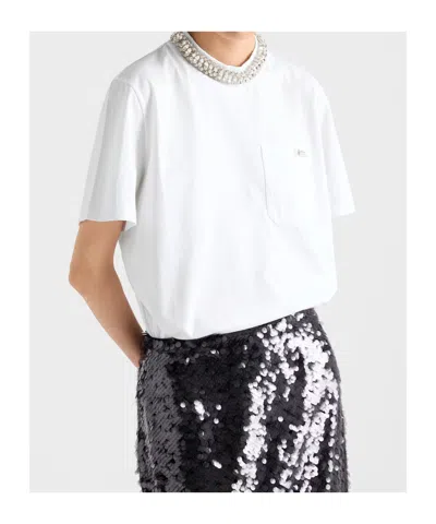 Prada Cotton Embellished T-shirt In Multi