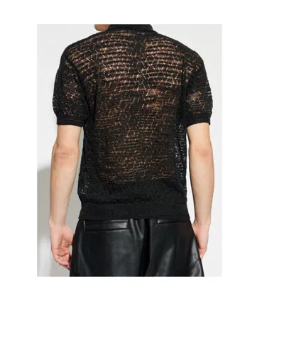 Dsquared2 Button-up Open-knit Shirt In Black