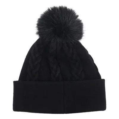 Liu •jo Cable-knit Pompom Hat In Black