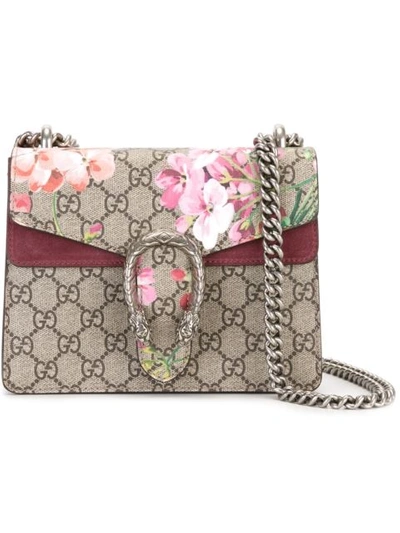 Gucci Mini Dionysus Gg Blooms Canvas & Suede Shoulder Bag - Beige In Multi