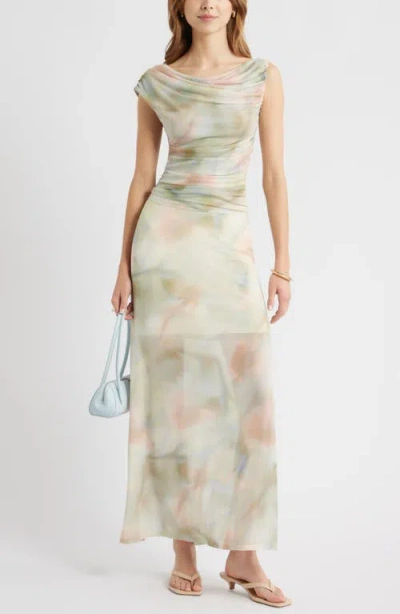 Open Edit Print Mesh Maxi Skirt In Multi