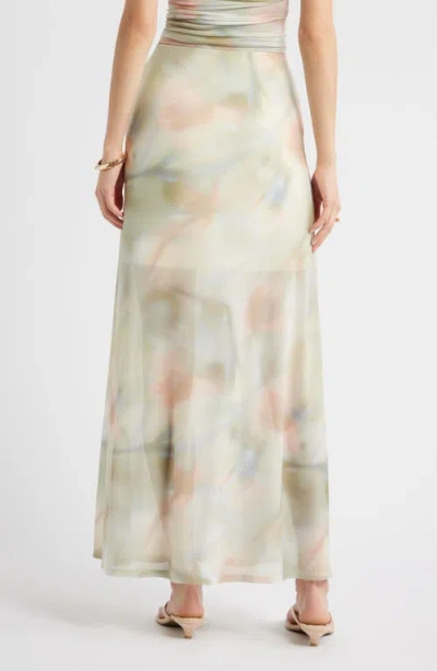 Open Edit Print Mesh Maxi Skirt In Multi