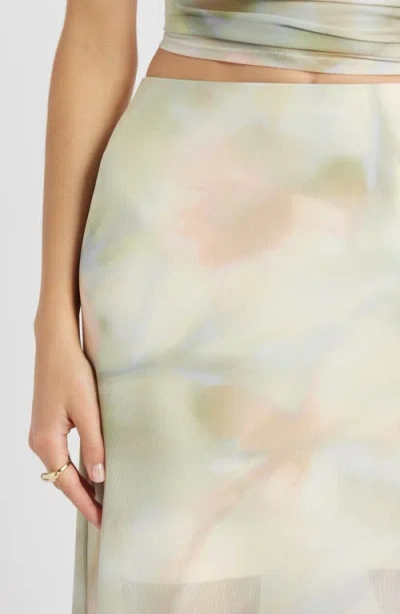 Open Edit Print Mesh Maxi Skirt In Multi