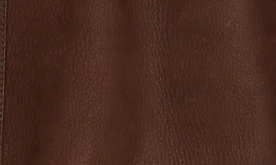 Thom Browne Crop Leather Flight Jacket In Brown